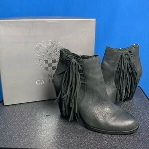 Vince Camuto goat booties w fringe